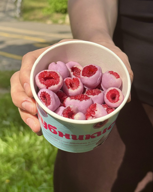 Малина в шоколаде со вкусом голубики, свежемороженая, 130 гр